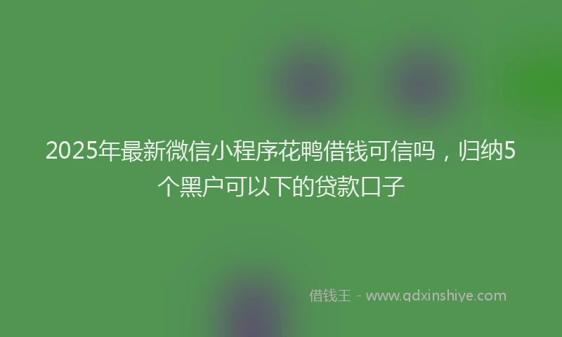 2025年最新微信小程序花鸭借钱可信吗，归纳5个黑户可以下的贷款口子