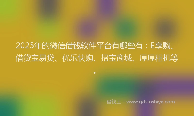 2025年的微信借钱软件平台有哪些有：E享购、借贷宝易贷、优乐快购、招宝商城、厚厚租机等。