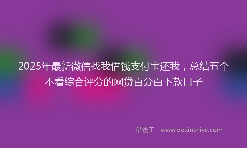 2025年最新微信找我借钱支付宝还我，总结五个不看综合评分的网贷百分百下款口子