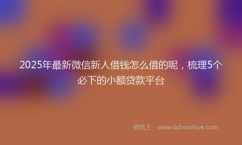 2025年最新微信新人借钱怎么借的呢，梳理5个必下的小额贷款平台