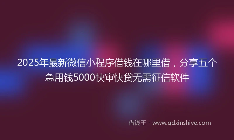 2025年最新微信小程序借钱在哪里借，分享五个急用钱5000快审快贷无需征信软件