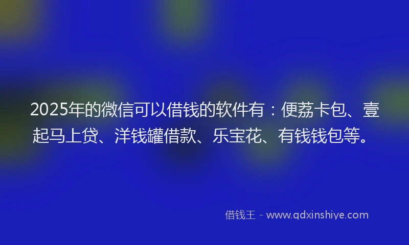 2025年的微信可以借钱的软件有：便荔卡包、壹起马上贷、洋钱罐借款、乐宝花、有钱钱包等。