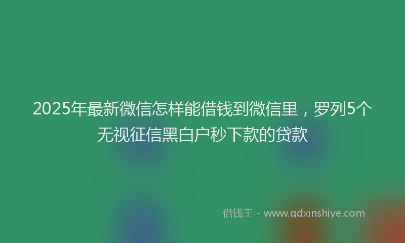 2025年最新微信怎样能借钱到微信里，罗列5个无视征信黑白户秒下款的贷款