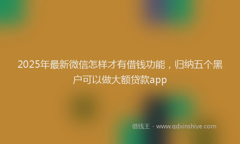 2025年最新微信怎样才有借钱功能，归纳五个黑户可以做大额贷款app