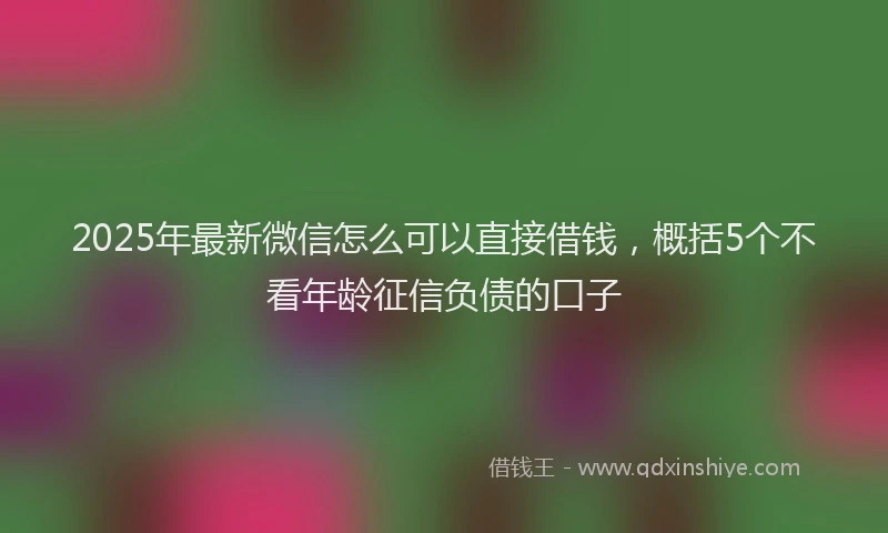 2025年最新微信怎么可以直接借钱，概括5个不看年龄征信负债的口子