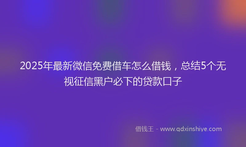 2025年最新微信免费借车怎么借钱，总结5个无视征信黑户必下的贷款口子