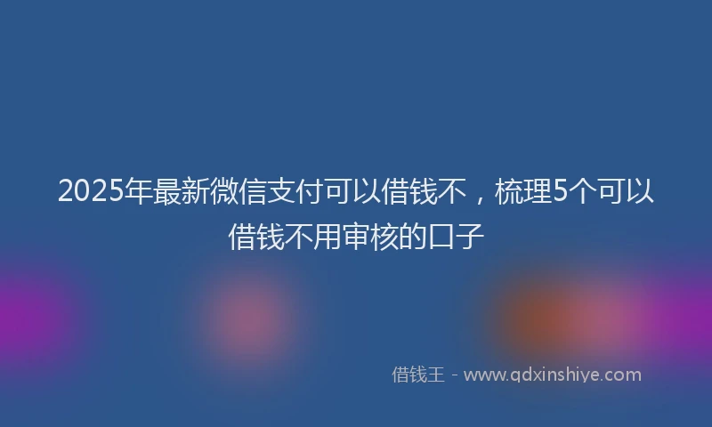 2025年最新微信支付可以借钱不，梳理5个可以借钱不用审核的口子