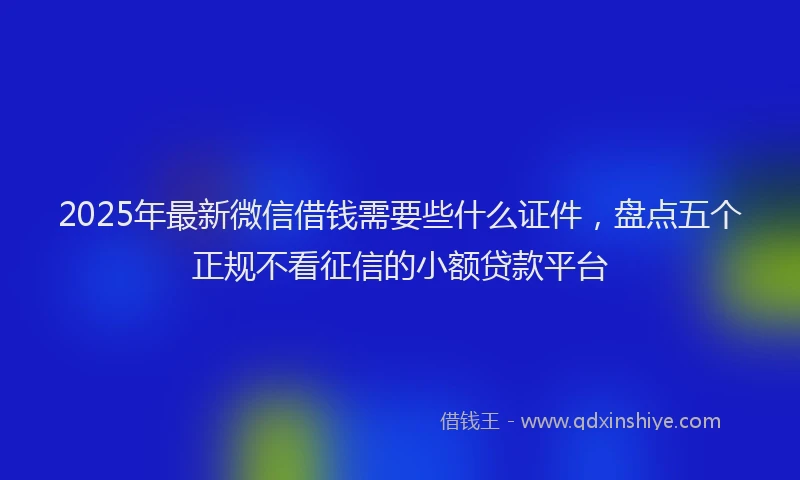 2025年最新微信借钱需要些什么证件，盘点五个正规不看征信的小额贷款平台