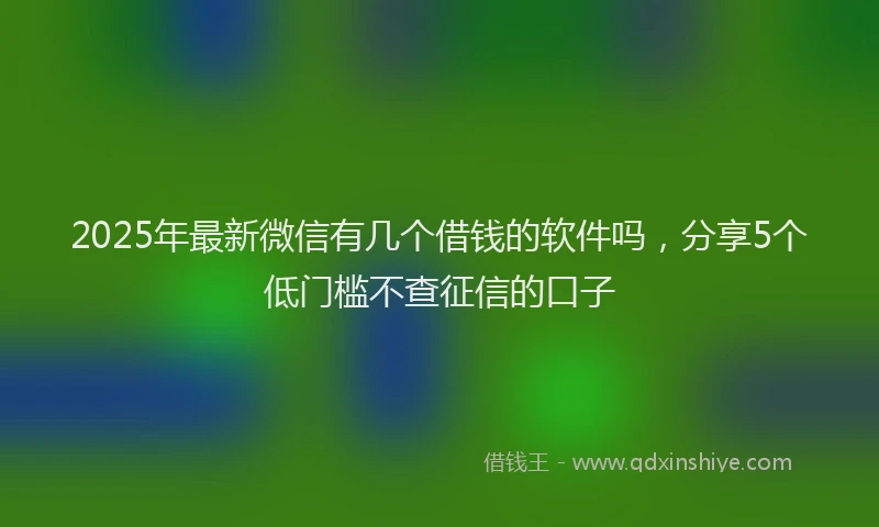 2025年最新微信有几个借钱的软件吗，分享5个低门槛不查征信的口子