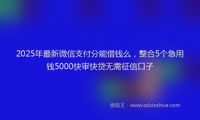 2025年最新微信支付分能借钱么，整合5个急用钱5000快审快贷无需征信口子