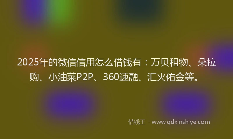2025年的微信信用怎么借钱有：万贝租物、朵拉购、小油菜P2P、360速融、汇火佑金等。