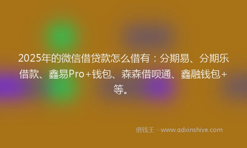 2025年的微信借贷款怎么借有：分期易、分期乐借款、鑫易Pro+钱包、森森借呗通、鑫融钱包+等。