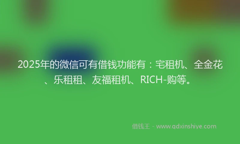 2025年的微信可有借钱功能有：宅租机、全金花、乐租租、友福租机、RICH-购等。