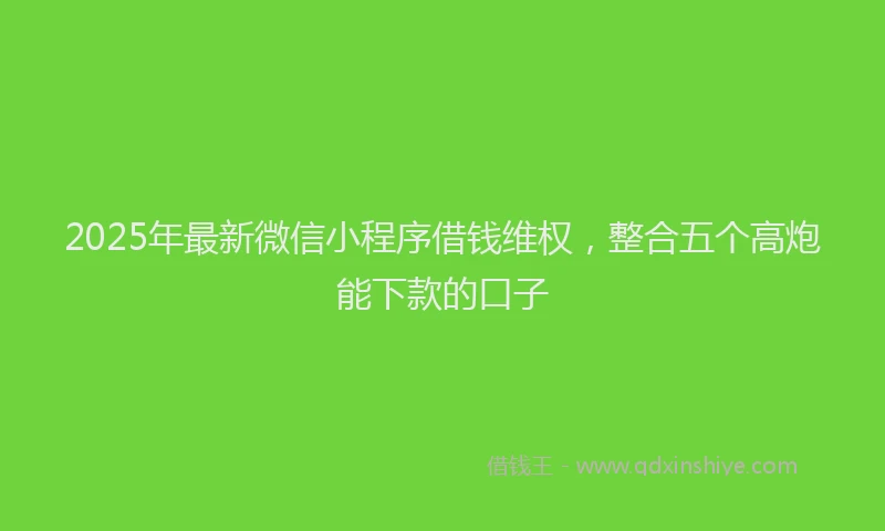 2025年最新微信小程序借钱维权，整合五个高炮能下款的口子