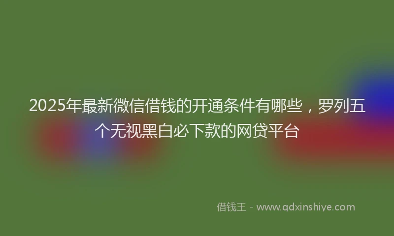 2025年最新微信借钱的开通条件有哪些，罗列五个无视黑白必下款的网贷平台