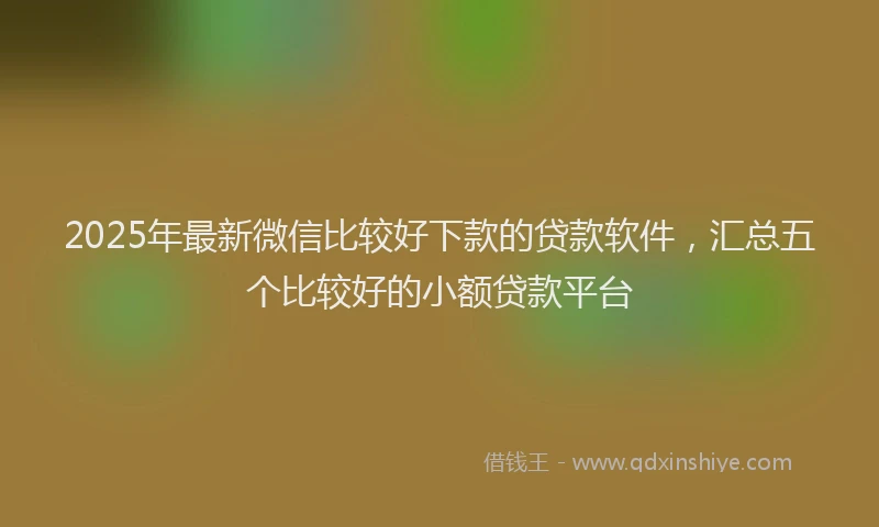 2025年最新微信比较好下款的贷款软件，汇总五个比较好的小额贷款平台