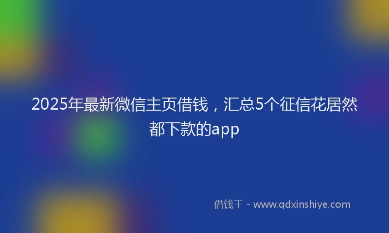 2025年最新微信主页借钱，汇总5个征信花居然都下款的app