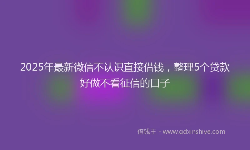 2025年最新微信不认识直接借钱，整理5个贷款好做不看征信的口子