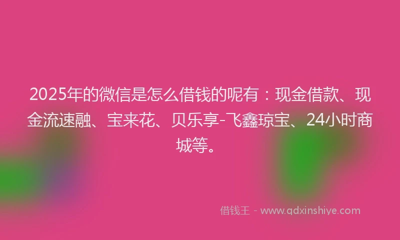 2025年的微信是怎么借钱的呢有：现金借款、现金流速融、宝来花、贝乐享-飞鑫琼宝、24小时商城等。