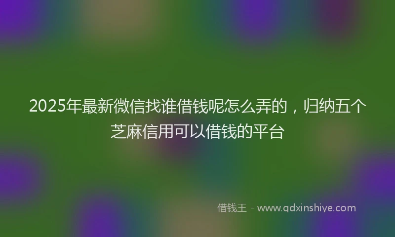 2025年最新微信找谁借钱呢怎么弄的，归纳五个芝麻信用可以借钱的平台