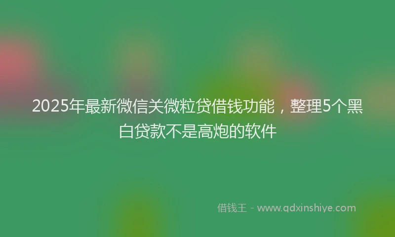 2025年最新微信关微粒贷借钱功能，整理5个黑白贷款不是高炮的软件