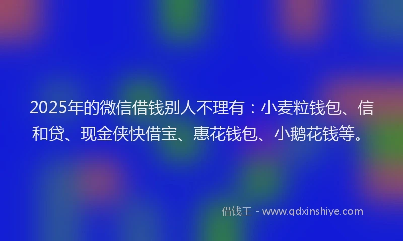 2025年的微信借钱别人不理有：小麦粒钱包、信和贷、现金侠快借宝、惠花钱包、小鹅花钱等。