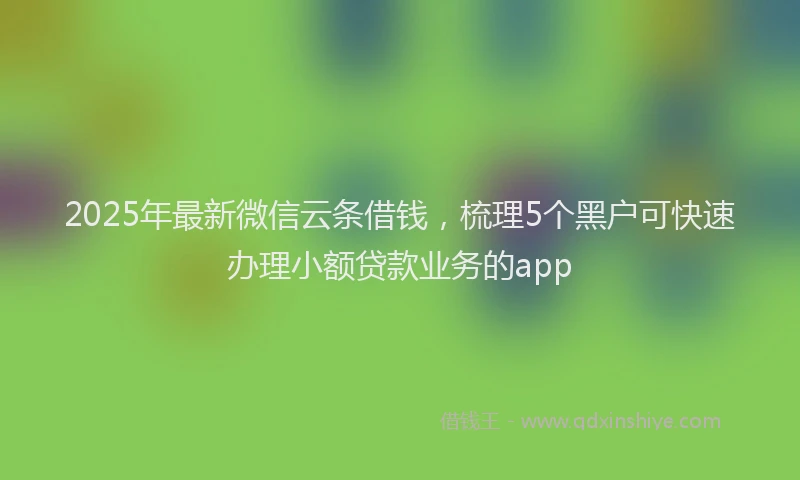 2025年最新微信云条借钱，梳理5个黑户可快速办理小额贷款业务的app