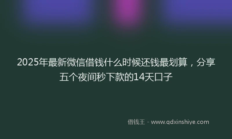 2025年最新微信借钱什么时候还钱最划算，分享五个夜间秒下款的14天口子