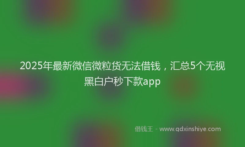 2025年最新微信微粒货无法借钱，汇总5个无视黑白户秒下款app