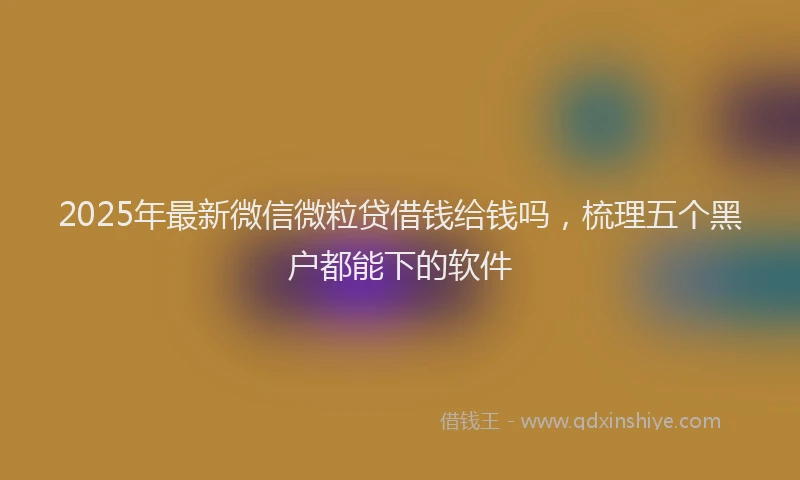2025年最新微信微粒贷借钱给钱吗，梳理五个黑户都能下的软件