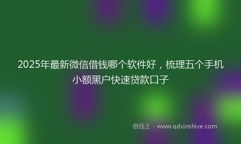 2025年最新微信借钱哪个软件好，梳理五个手机小额黑户快速贷款口子
