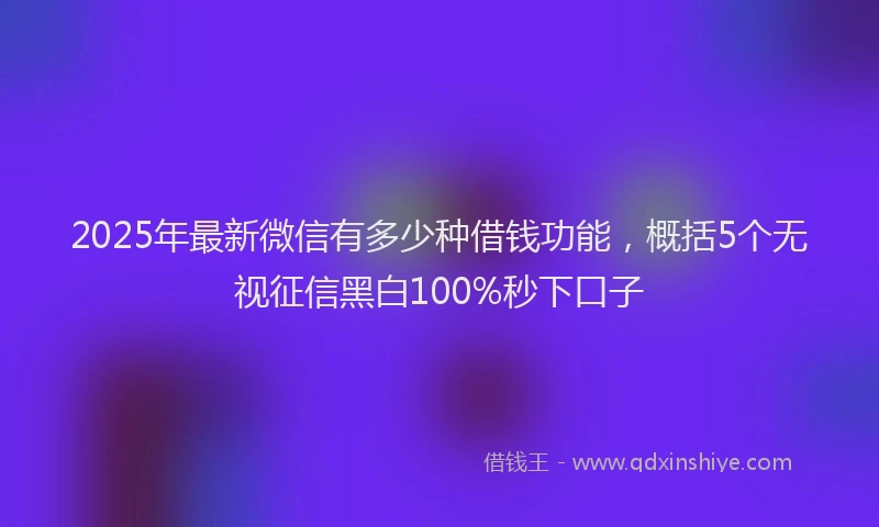 2025年最新微信有多少种借钱功能，概括5个无视征信黑白100%秒下口子