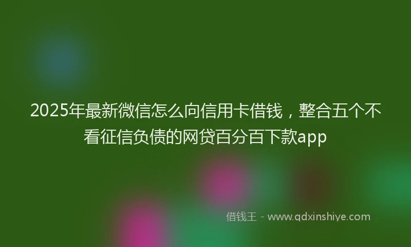 2025年最新微信怎么向信用卡借钱，整合五个不看征信负债的网贷百分百下款app