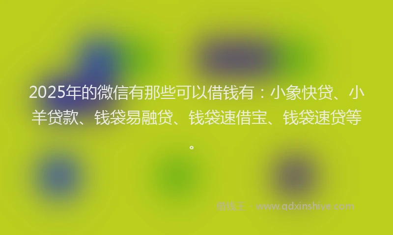 2025年的微信有那些可以借钱有：小象快贷、小羊贷款、钱袋易融贷、钱袋速借宝、钱袋速贷等。