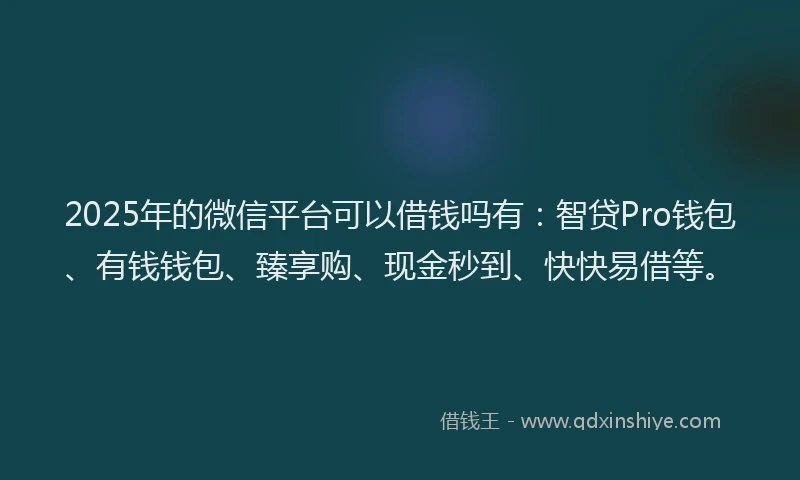 2025年的微信平台可以借钱吗有：智贷Pro钱包、有钱钱包、臻享购、现金秒到、快快易借等。