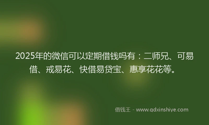 2025年的微信可以定期借钱吗有：二师兄、可易借、戒易花、快借易贷宝、惠享花花等。