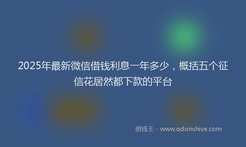2025年最新微信借钱利息一年多少，概括五个征信花居然都下款的平台