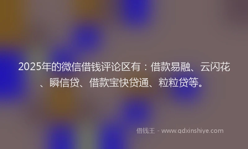 2025年的微信借钱评论区有：借款易融、云闪花、瞬信贷、借款宝快贷通、粒粒贷等。