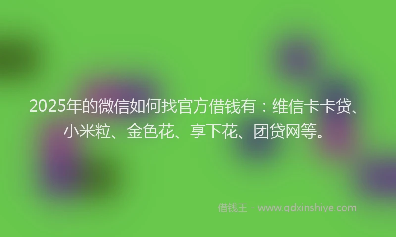2025年的微信如何找官方借钱有：维信卡卡贷、小米粒、金色花、享下花、团贷网等。