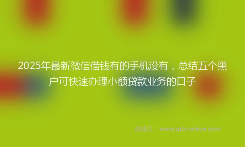 2025年最新微信借钱有的手机没有，总结五个黑户可快速办理小额贷款业务的口子