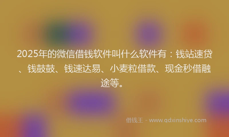 2025年的微信借钱软件叫什么软件有：钱站速贷、钱鼓鼓、钱速达易、小麦粒借款、现金秒借融途等。