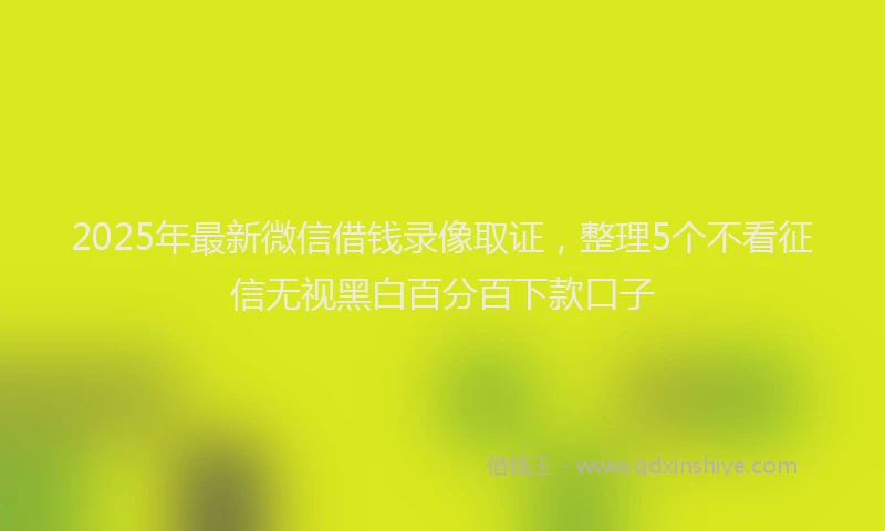 2025年最新微信借钱录像取证，整理5个不看征信无视黑白百分百下款口子