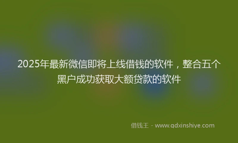 2025年最新微信即将上线借钱的软件，整合五个黑户成功获取大额贷款的软件