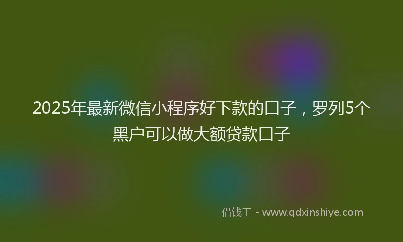2025年最新微信小程序好下款的口子，罗列5个黑户可以做大额贷款口子