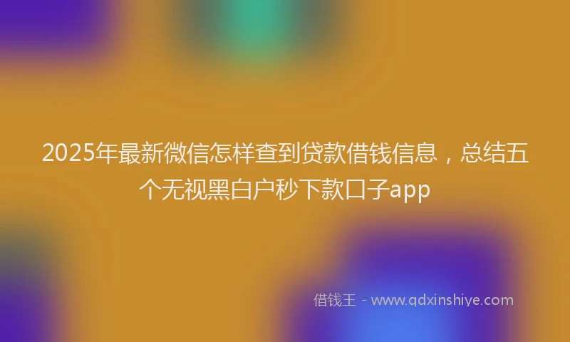 2025年最新微信怎样查到贷款借钱信息，总结五个无视黑白户秒下款口子app