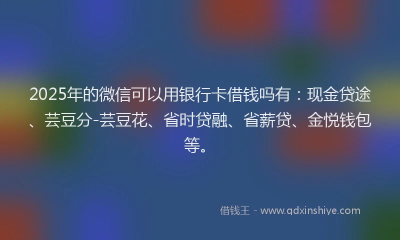 2025年的微信可以用银行卡借钱吗有：现金贷途、芸豆分-芸豆花、省时贷融、省薪贷、金悦钱包等。