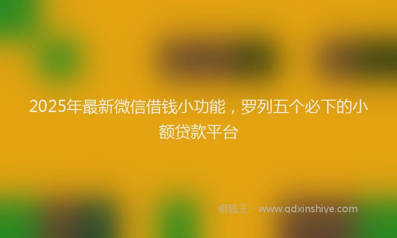 2025年最新微信借钱小功能，罗列五个必下的小额贷款平台