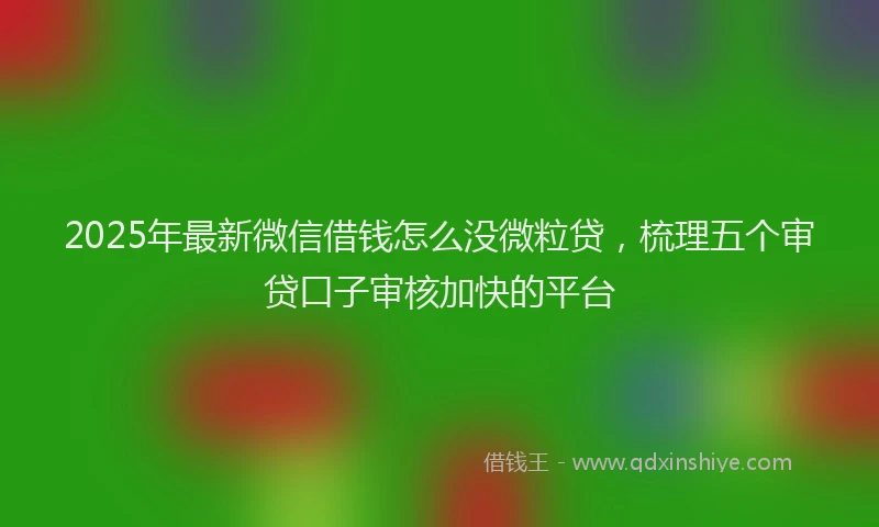 2025年最新微信借钱怎么没微粒贷，梳理五个审贷口子审核加快的平台