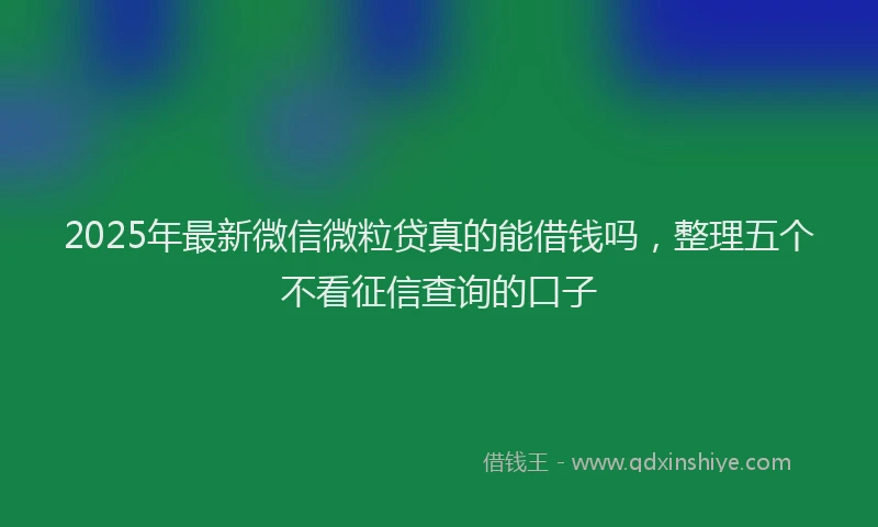 2025年最新微信微粒贷真的能借钱吗，整理五个不看征信查询的口子