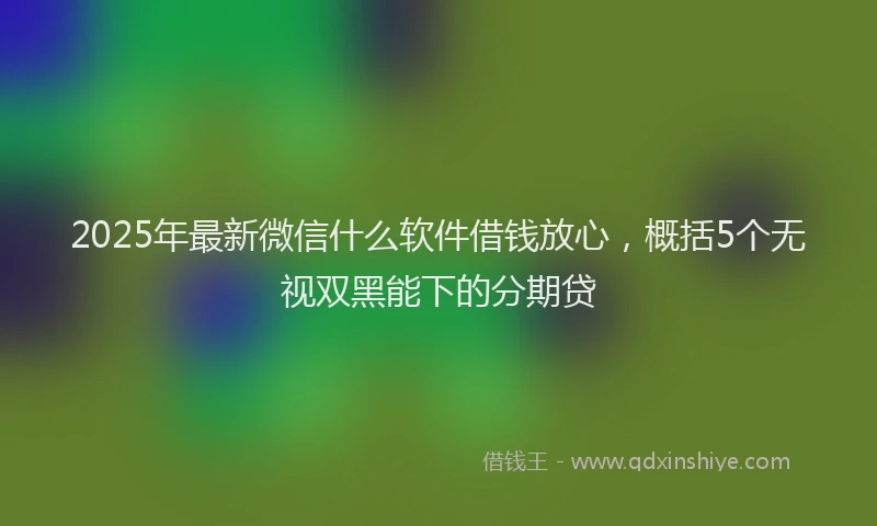 2025年最新微信什么软件借钱放心，概括5个无视双黑能下的分期贷